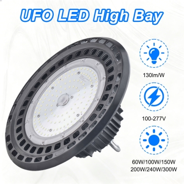 200 Watt LED UFO High Bay Lights-5000K ,Natural white-Hook Mount (2)