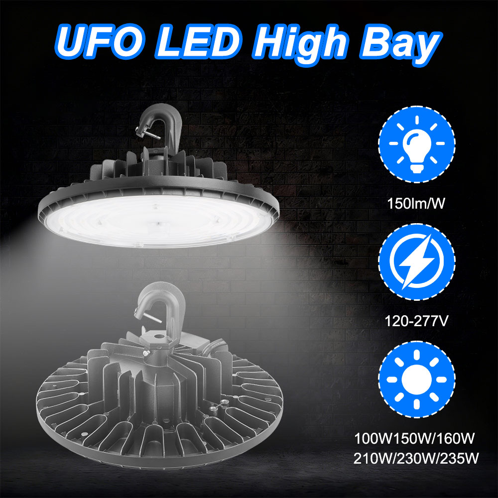 150W UFO High Bay Fixture 4000K 5000K AC100-277VAC - Image 2