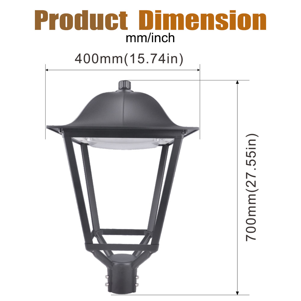 30W 50W 75W LED Post Top Garden Light 3000K 4000K 5000K with Black or White Shape Available - Image 6